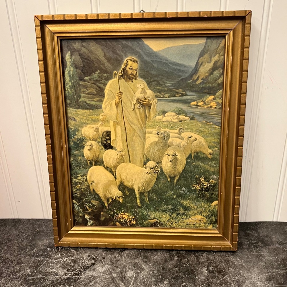 Vintage 1943 Warner Sallman Kriebel & Bates Lithograph Jesus the Good Shepherd